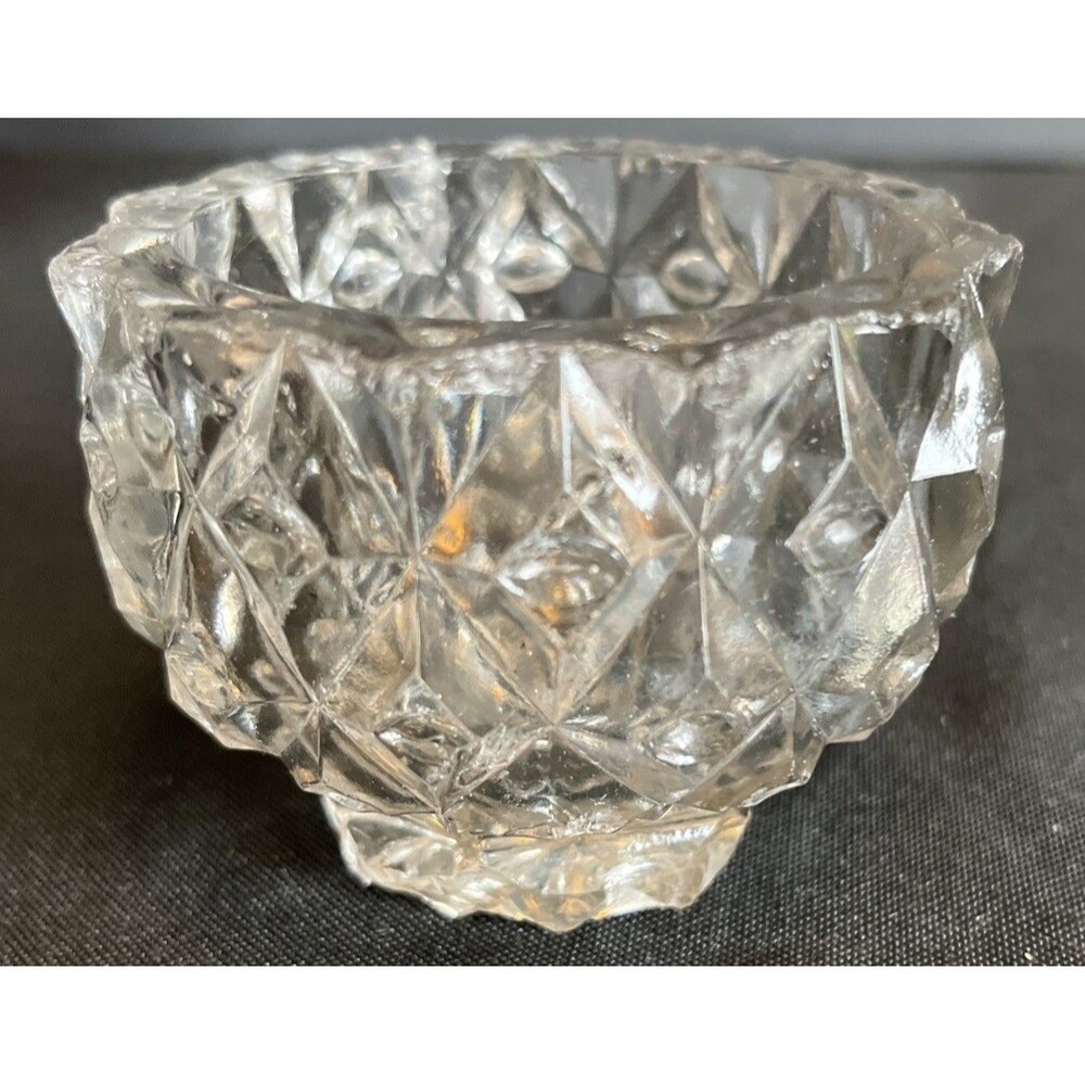 Stunning Antique Flint Glass Master Salt Cellar Flattened Sawtooth Diamonds - Picture 4 of 9